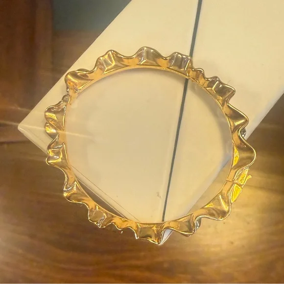 Kate Spade Gold-Tone Ruffle Hinged Bangle Bracelet - Picture 4 of 7